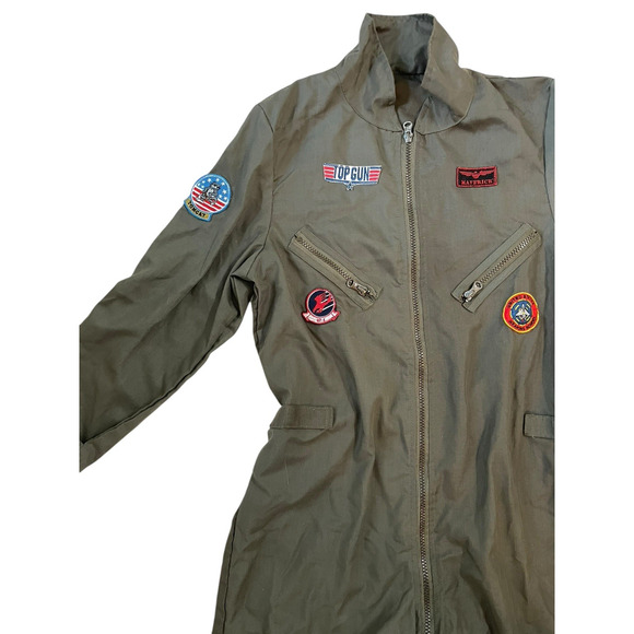 Halloween Costume TOP GUN FLIGHT SUIT Jumpsuit Large Maverick Goose Tom Cruise - Picture 9 of 14
